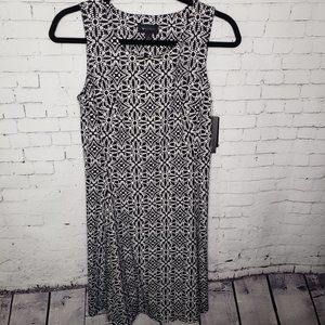 AB Studio Women's Black & White Sleeveless Dress S Small Short Wedding Guest